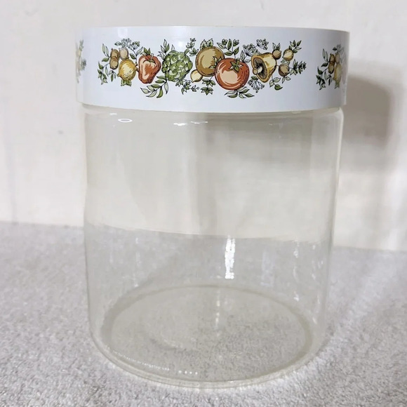 Vintage Spice Of Life Made For Pyrex Ware Glass Canister With  Plastic Lid - Picture 1 of 13